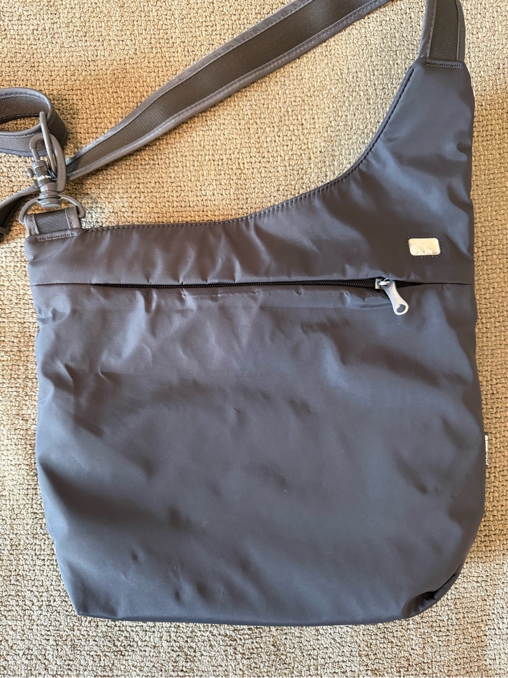 Pacsafe Black Crossbody Messenger Bag with Front Zip